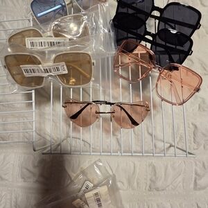 Trendy Sunglasses Set in Black, Gold, and Pink